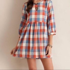 Anthropologie Plaid Mini Dress Crisscrossed Back